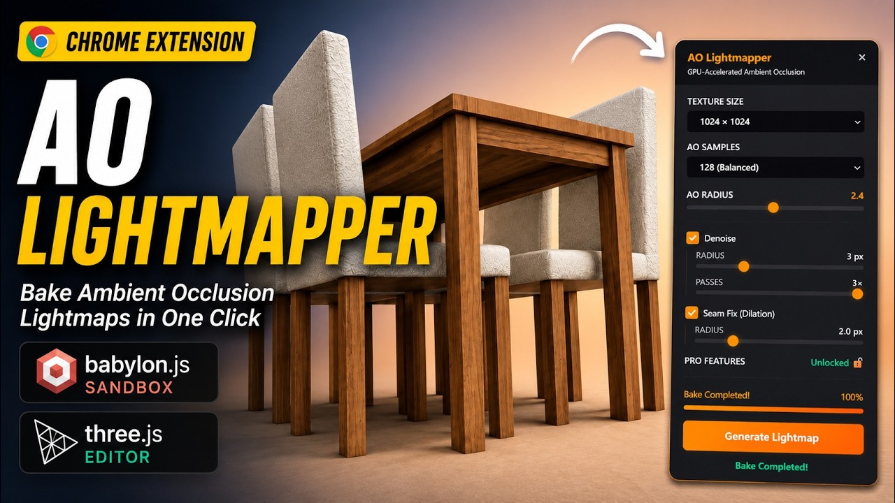 Quick AO Lightmapper Chrome Extension
